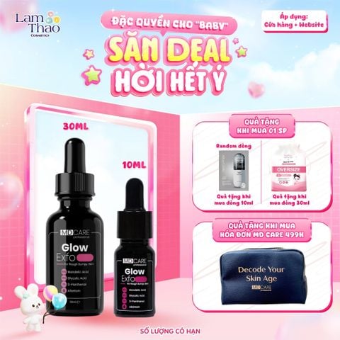  [MUA SIZE 30ML TẶNG BTT BEFOU 50 MIẾNG - MUA 10ML TẶNG MẶT NẠ ARUMORE][HĐ MD CARE 499K TẶNG 01 TÚI DA ĐỰNG MỸ PHẨM] Tẩy Tế Bào Chết Làm Sáng, Mờ Thâm Và Đều Màu Da MD Care Glow EXFO 
