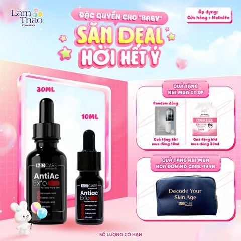  [MUA SIZE 30ML TẶNG BTT BEFOU 50 MIẾNG - MUA SIZE 10ML TẶNG MẶT NẠ ARUMORE][HĐ MD CARE 499K TẶNG 01 TÚI DA ĐỰNG MỸ PHẨM] Tẩy Tế Bào Chết Kiểm Soát Mụn, Giảm Viêm Và Giảm Tiết Dầu MD CARE AntiAc Exfo 