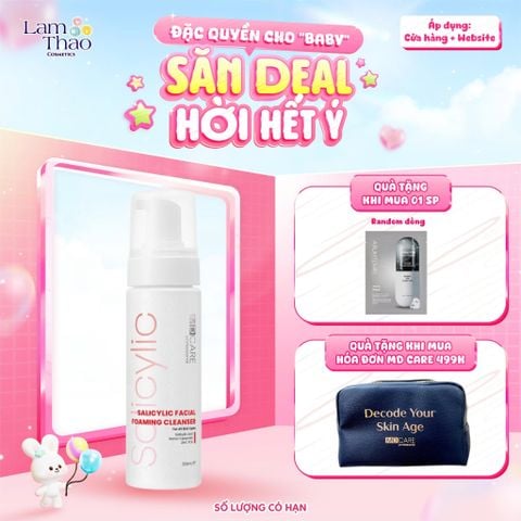  [TẶNG MẶT NẠ ARUMORE][MUA HĐ MD CARE 499K TẶNG 01 TÚI DA ĐỰNG MỸ PHẨM]  Sữa Rửa Mặt Dạng Bọt Dành Cho Da Dầu Mụn Nhạy Cảm MD CARE BHA Salicylic Facial Foaming Cleanse 