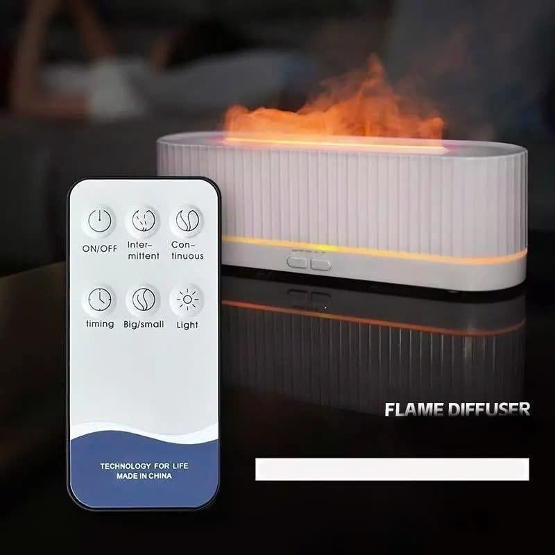  [TẶNG TINH DẦU] Máy Xông Tinh Dầu Ngọn Lửa 2 Đầu Phun Mạnh 280ml – Đèn LED Đổi Màu, Có Remote, Hẹn Giờ Thông Minh 