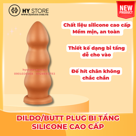 Dildo/Butt Plug Bi Tầng Silicone Cao Cấp Nhiều Size