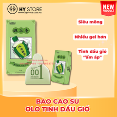 Bao cao su OLO Tinh Dầu Gió - Siêu Mõng - Nhiều Gel - Kéo Dài (Mẫu mới 2025)