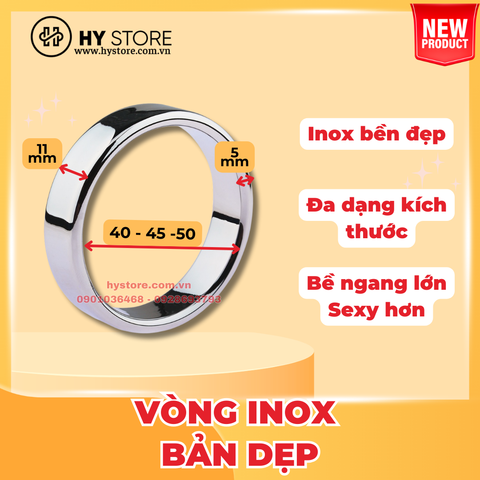 Vòng Đeo Dương Vật Inox Cao Cấp – Cock Ring Kim Loại Nam Giới - Mẫu Dẹp 11mm