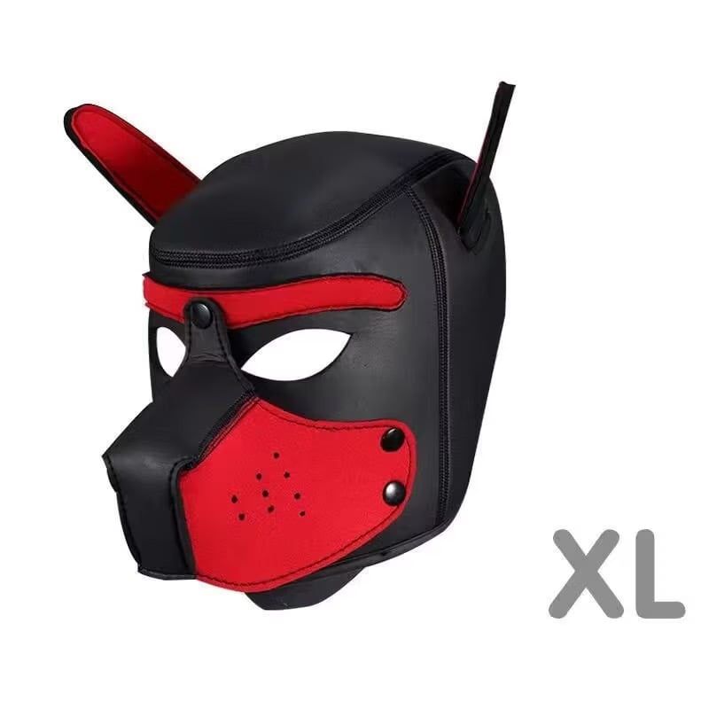 Mặt nạ hoá trang Đầu chó -Dog Mask Pup Play Hood Cosplay Da PU Cao Cấp