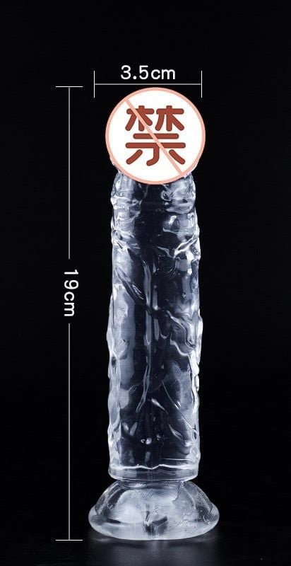 Dương vật giả giá tốt, loại silicone trong suốt, có đế hít sàn [19&23*5cm]