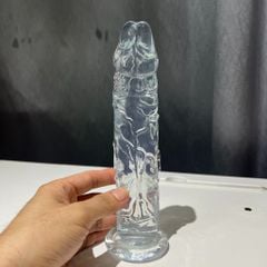 Dương vật giả giá tốt, loại silicone trong suốt, có đế hít sàn [19&23*5cm]