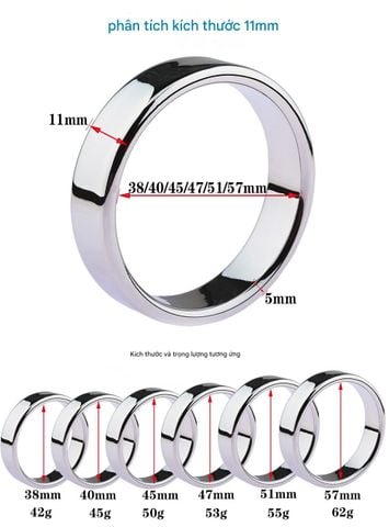 Vòng Đeo Dương Vật Inox Cao Cấp – Cock Ring Kim Loại Nam Giới - Mẫu Dẹp 11mm