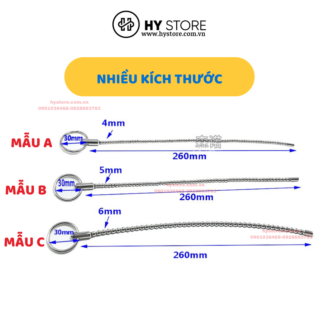 Que Sounding/Thông Tiểu inox 304 Kích thích Niệu Đạo, Đồ Chơi BDSM [Mẫu đầu bo tròn]
