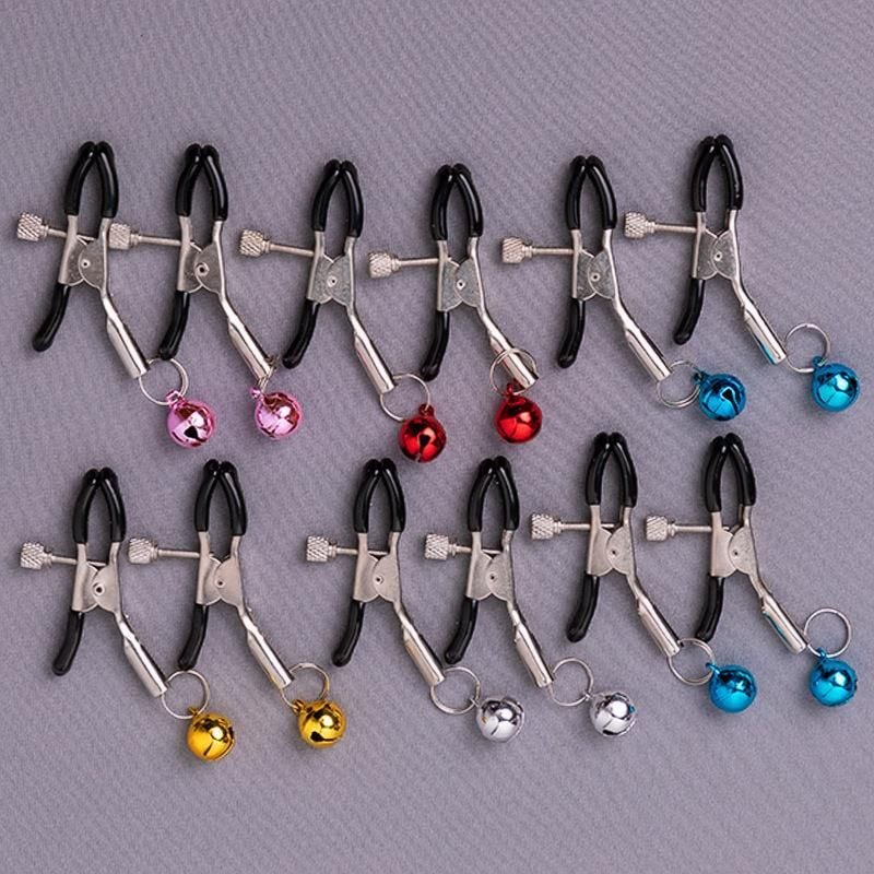 Kẹp Vú/Kẹp Đầu Ngực BDSM Điều Chỉnh Lực Kẹp – Tăng Kích Thích Với Lục Lạc Hoặc Bi Pha Lê