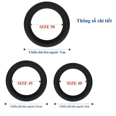 Vòng đeo dương vật Silicone cao cấp – Set 3 size (40/45/50) kéo dài thời gian
