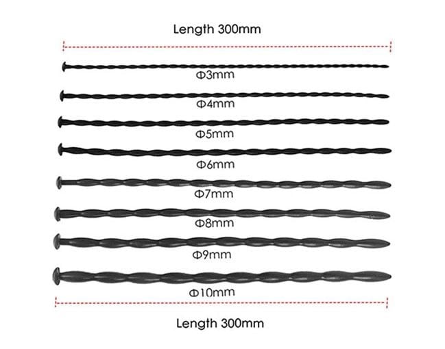 Que Sounding/kích thích niệu đạo, loại silicone xoắn mềm-dẻo thích hợp cho Người mới tập [Dài 30cm - nhiều size]