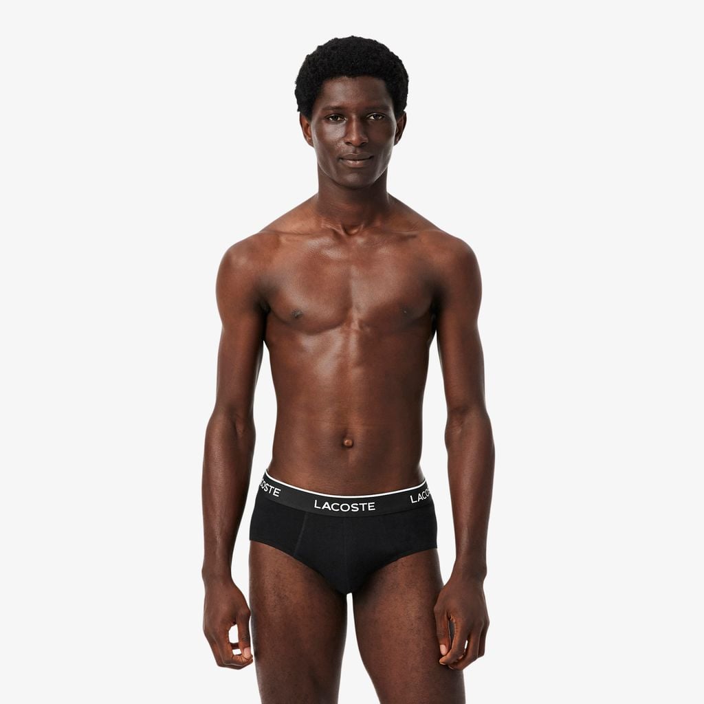 Bộ 3 Quần Lót Brief Lacoste Nam Chất Liệu Cotton Họa Tiết Trơn Có Logo