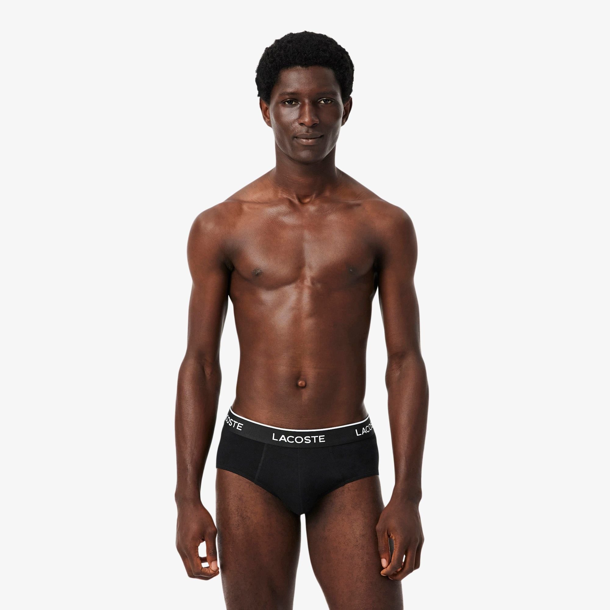 Bộ 3 Quần Lót Brief Lacoste Nam Chất Liệu Cotton Họa Tiết Trơn Có Logo
