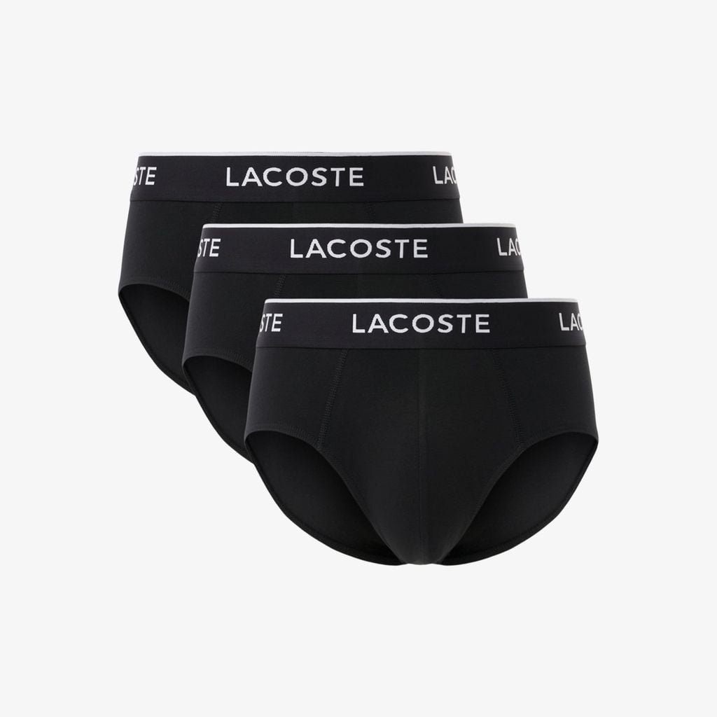 Bộ 3 Quần Lót Brief Lacoste Nam Chất Liệu Cotton Họa Tiết Trơn Có Logo