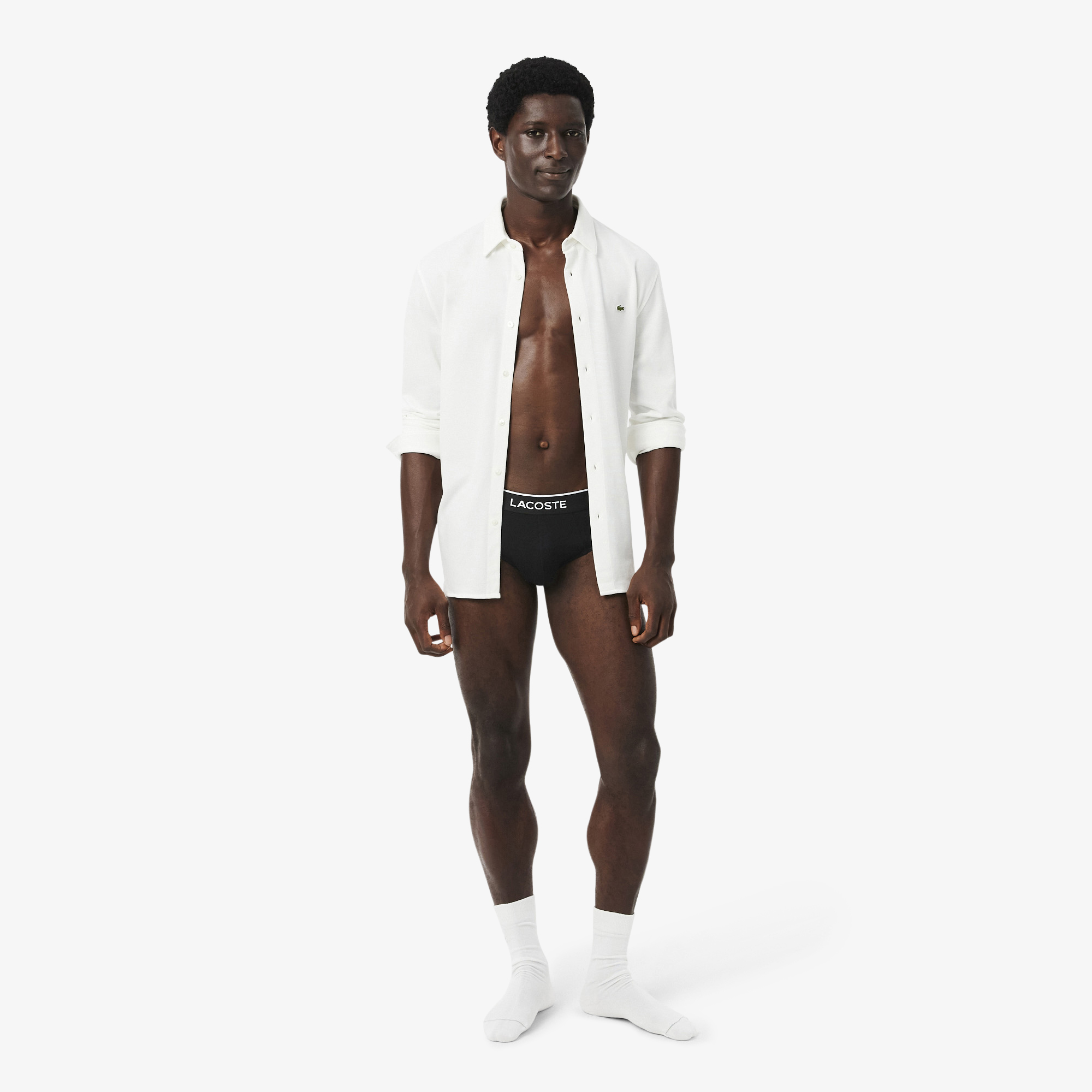 Bộ 3 Quần Lót Brief Lacoste Nam Chất Liệu Cotton Họa Tiết Trơn Có Logo