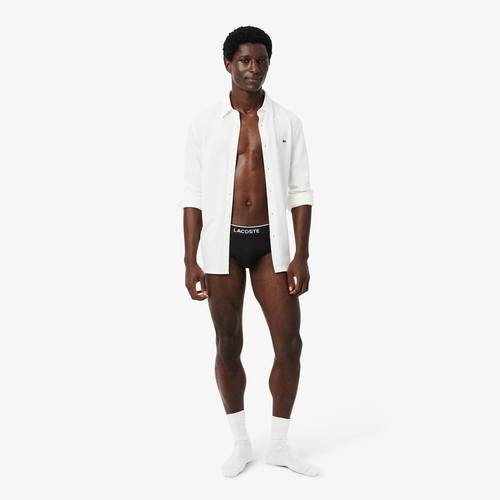 Bộ 3 Quần Lót Brief Lacoste Nam Chất Liệu Cotton Họa Tiết Trơn Có Logo