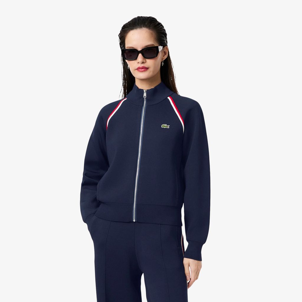 Áo Len Lacoste Nữ Dáng Cổ Điển Cổ Cao Có Khóa Kéo Phía Trước Double Face