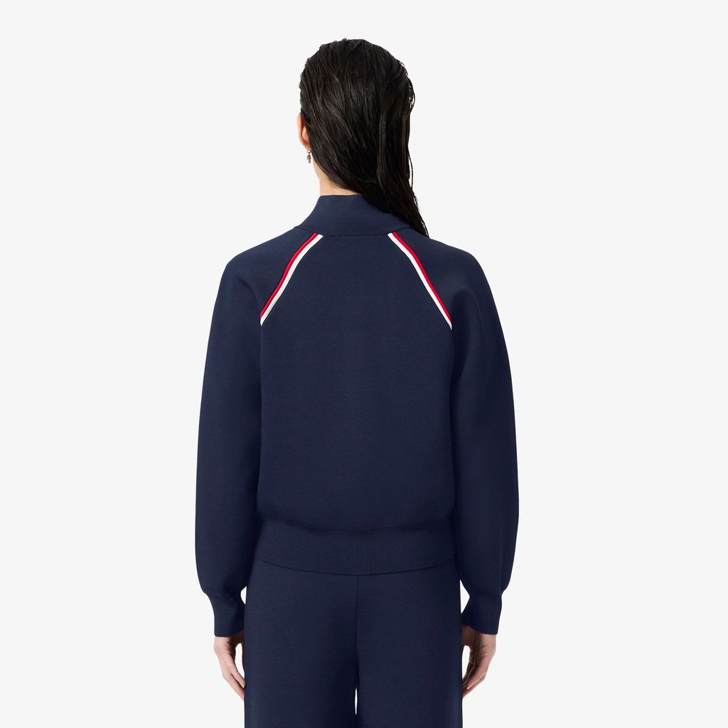 Áo Len Lacoste Nữ Dáng Cổ Điển Cổ Cao Có Khóa Kéo Phía Trước Double Face