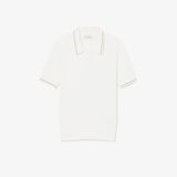 Áo Len Lacoste Nữ Dáng Suông Đan Sợi Cáp Cổ Polo Kẻ Sọc