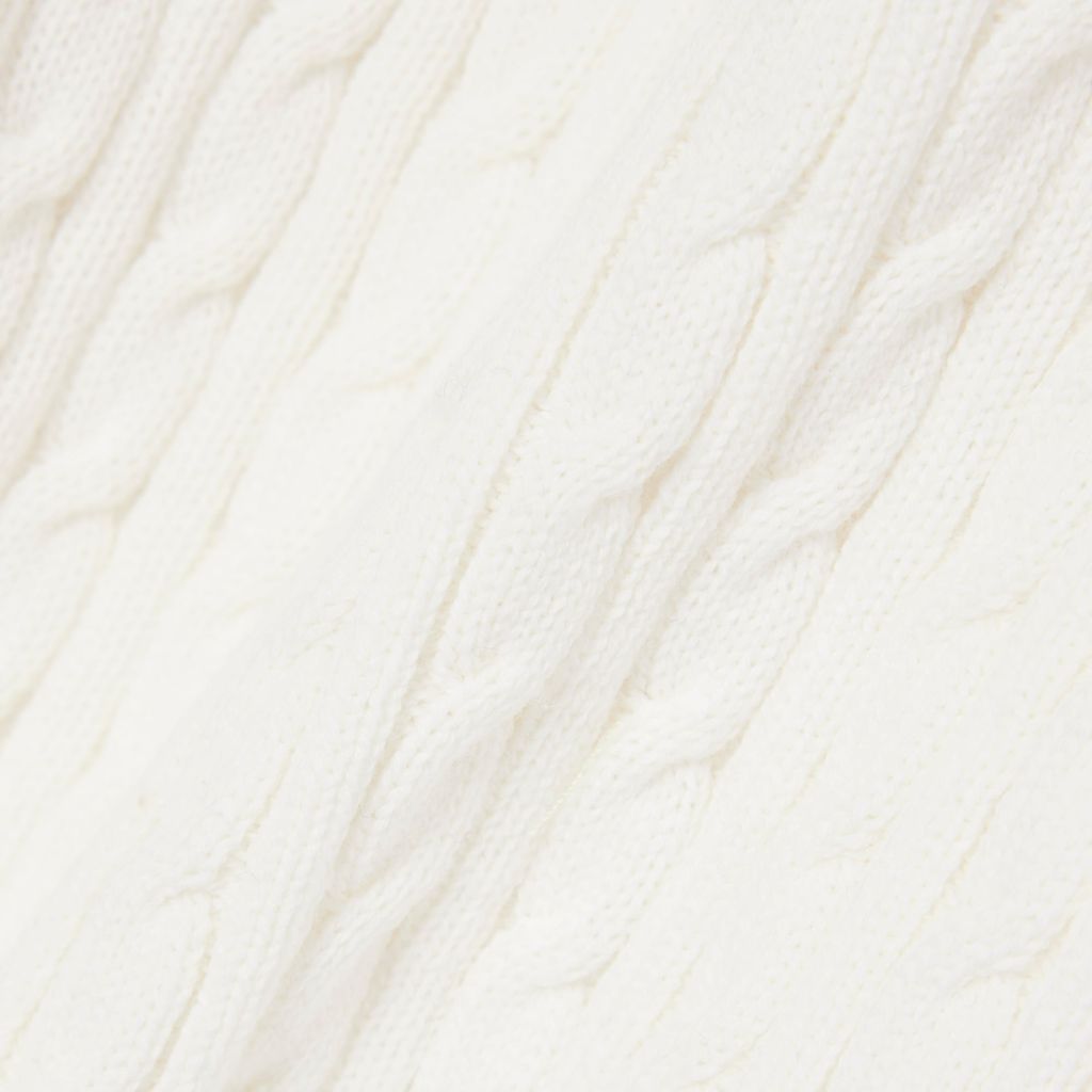 Áo Len Lacoste Nữ Dáng Suông Đan Sợi Cáp Cổ Polo Kẻ Sọc