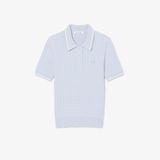Áo Len Lacoste Nữ Dáng Suông Đan Sợi Cáp Cổ Polo Kẻ Sọc