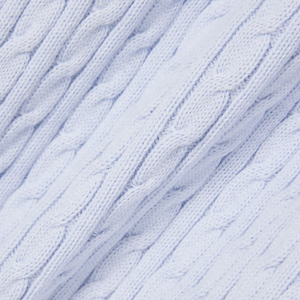 Áo Len Lacoste Nữ Dáng Suông Đan Sợi Cáp Cổ Polo Kẻ Sọc