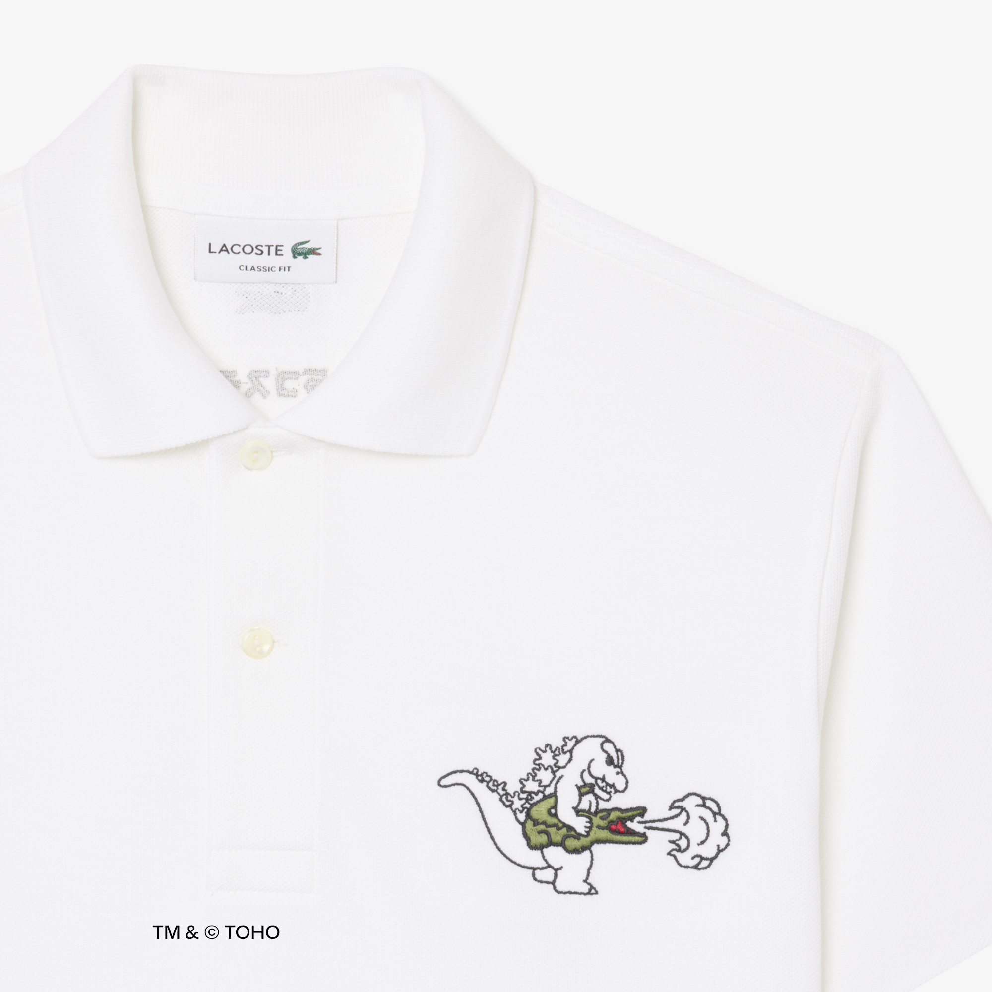 Áo Polo Lacoste x Godzilla Nam Dáng Cổ Điển Chất Liệu Cotton Petit Piqué Thêu Hình Godzilla