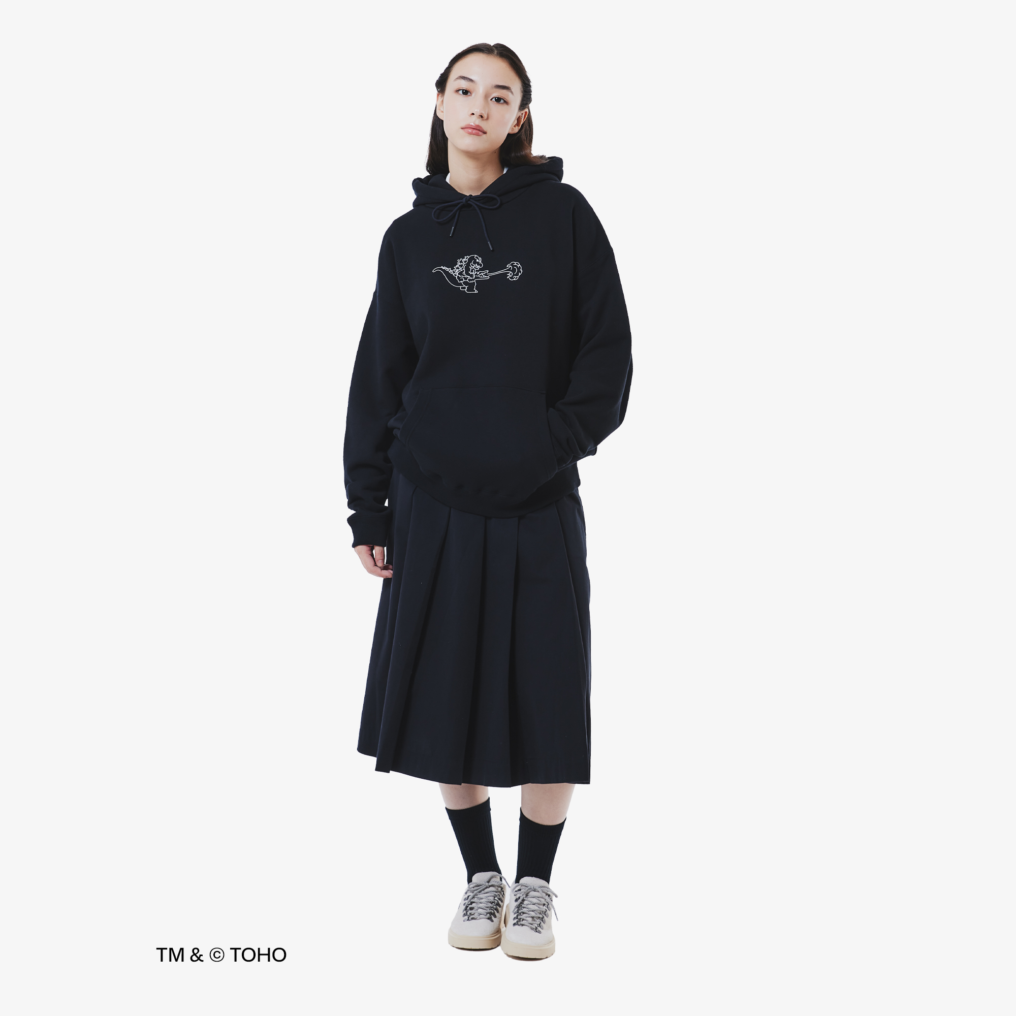 Áo Hoodie Lacoste x Godzilla Nam Dáng Suông Chất Liệu Cotton Nỉ