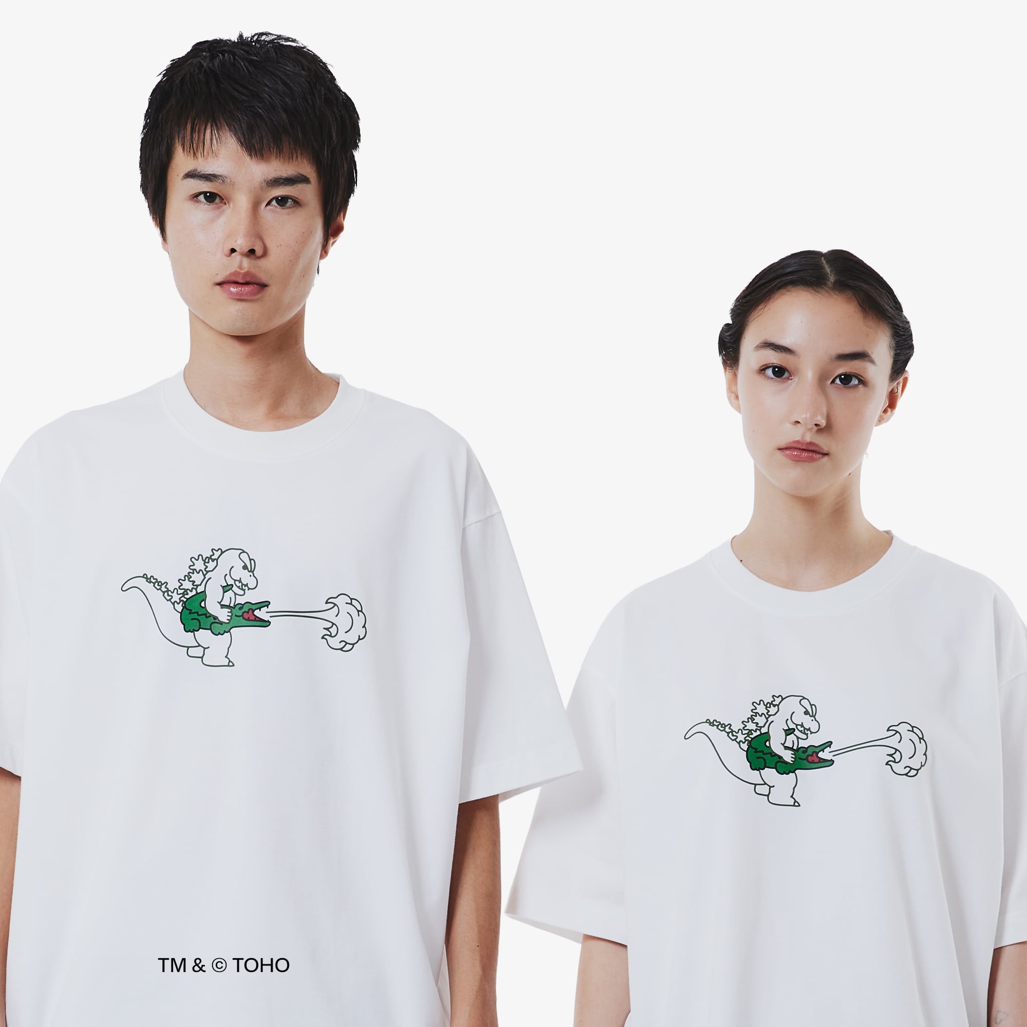 Áo Thun Lacoste x Godzilla Nam Dáng Rộng Chất Liệu Cotton In Hình Godzilla