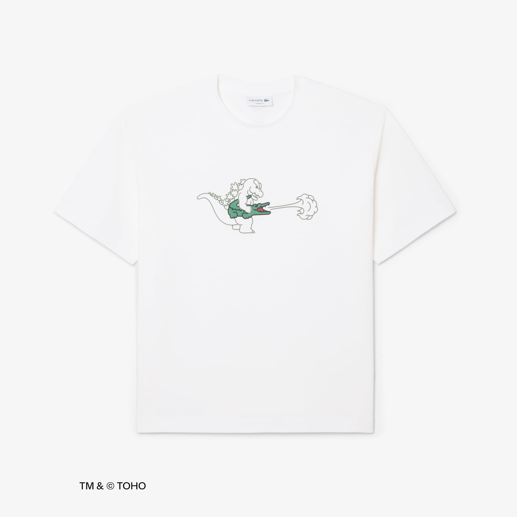 Áo Thun Lacoste x Godzilla Nam Dáng Rộng Chất Liệu Cotton In Hình Godzilla