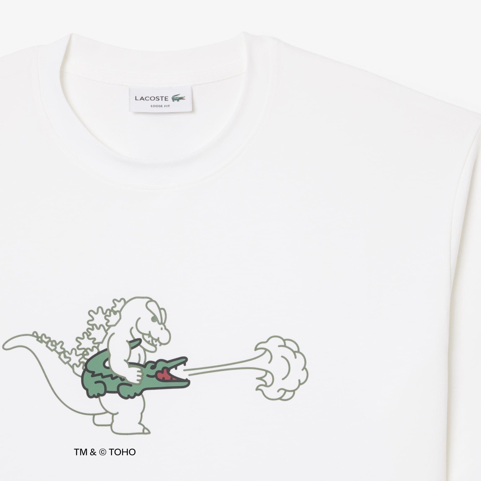 Áo Thun Lacoste x Godzilla Nam Dáng Rộng Chất Liệu Cotton In Hình Godzilla
