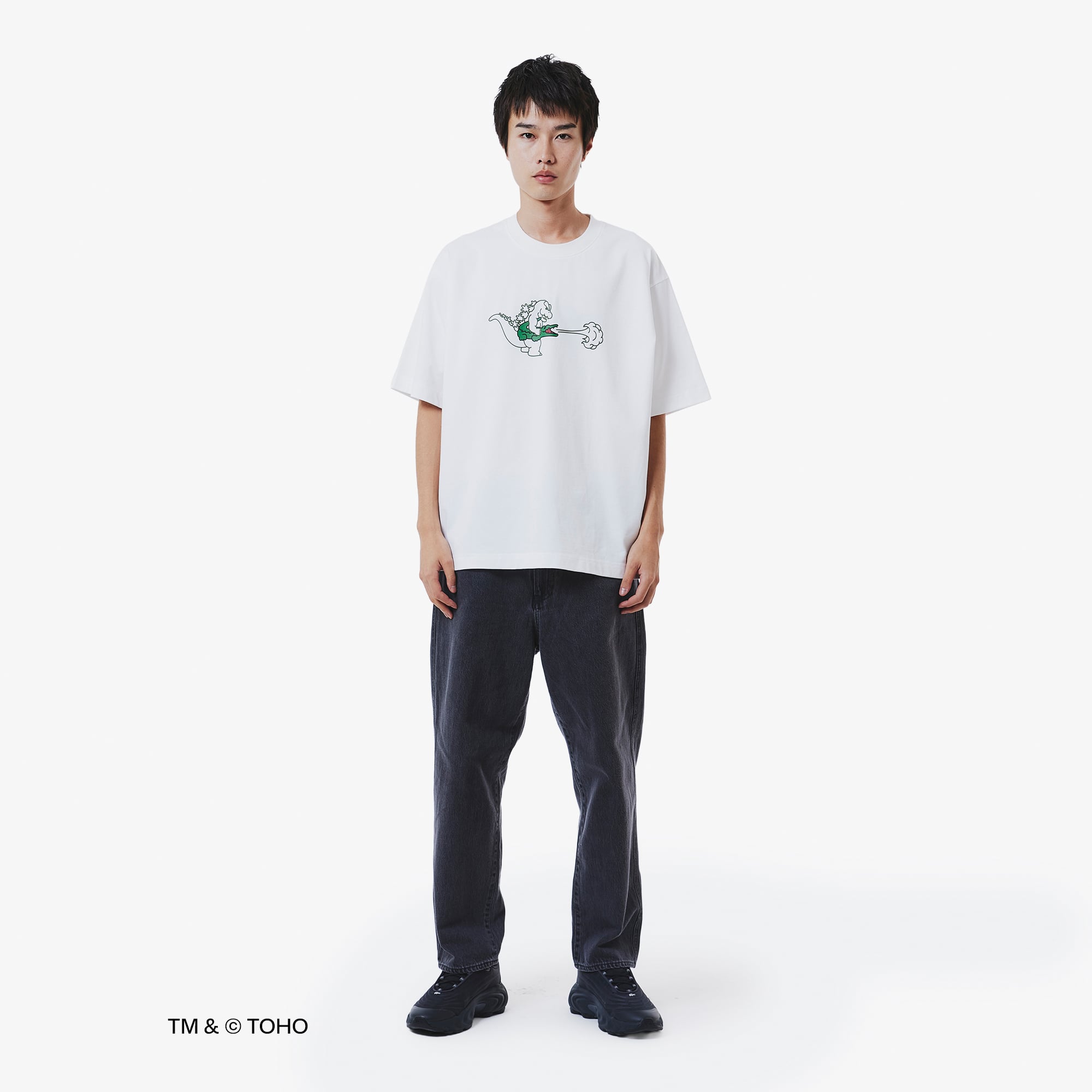 Áo Thun Lacoste x Godzilla Nam Dáng Rộng Chất Liệu Cotton In Hình Godzilla