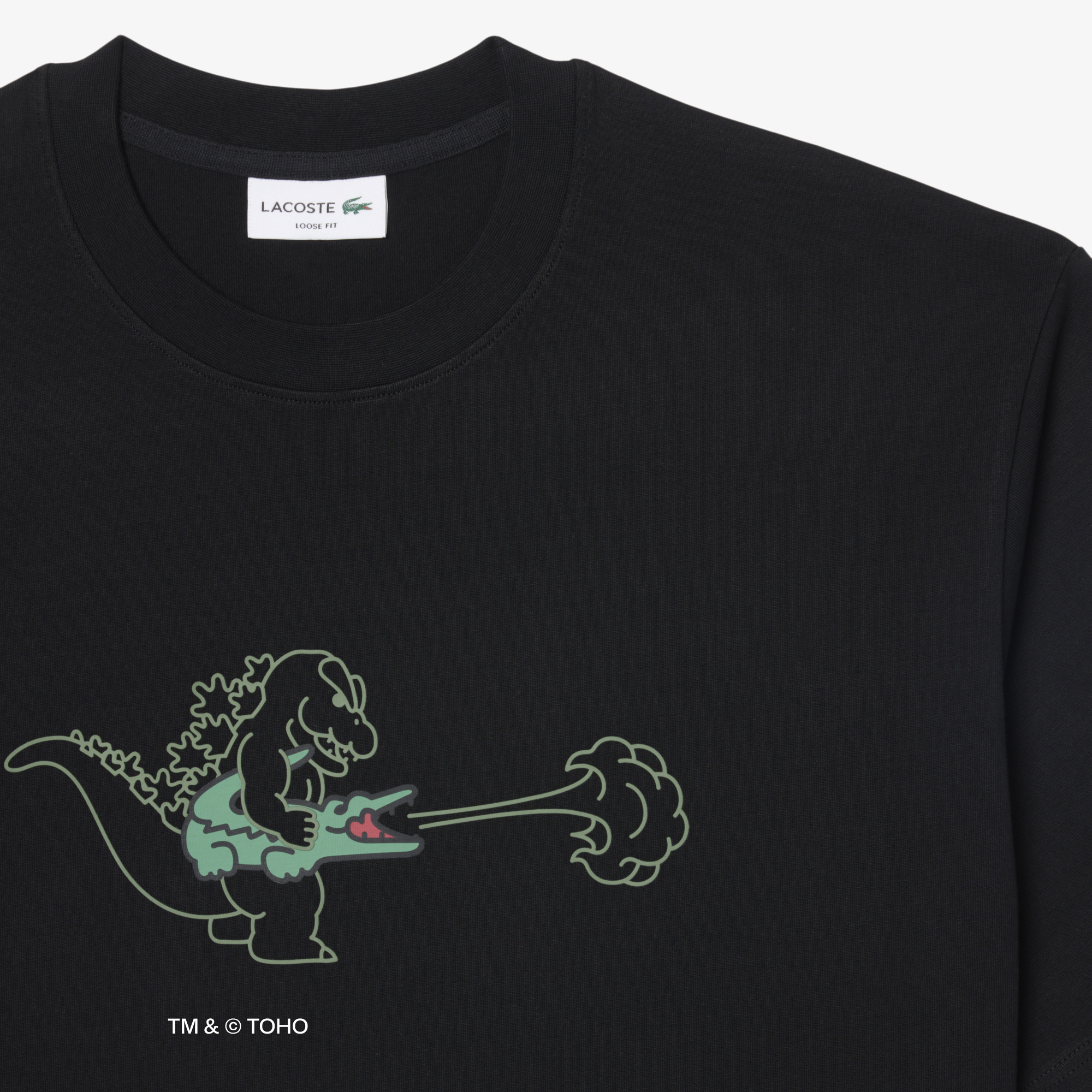 Áo Thun Lacoste x Godzilla Nam Dáng Rộng Chất Liệu Cotton In Hình Godzilla