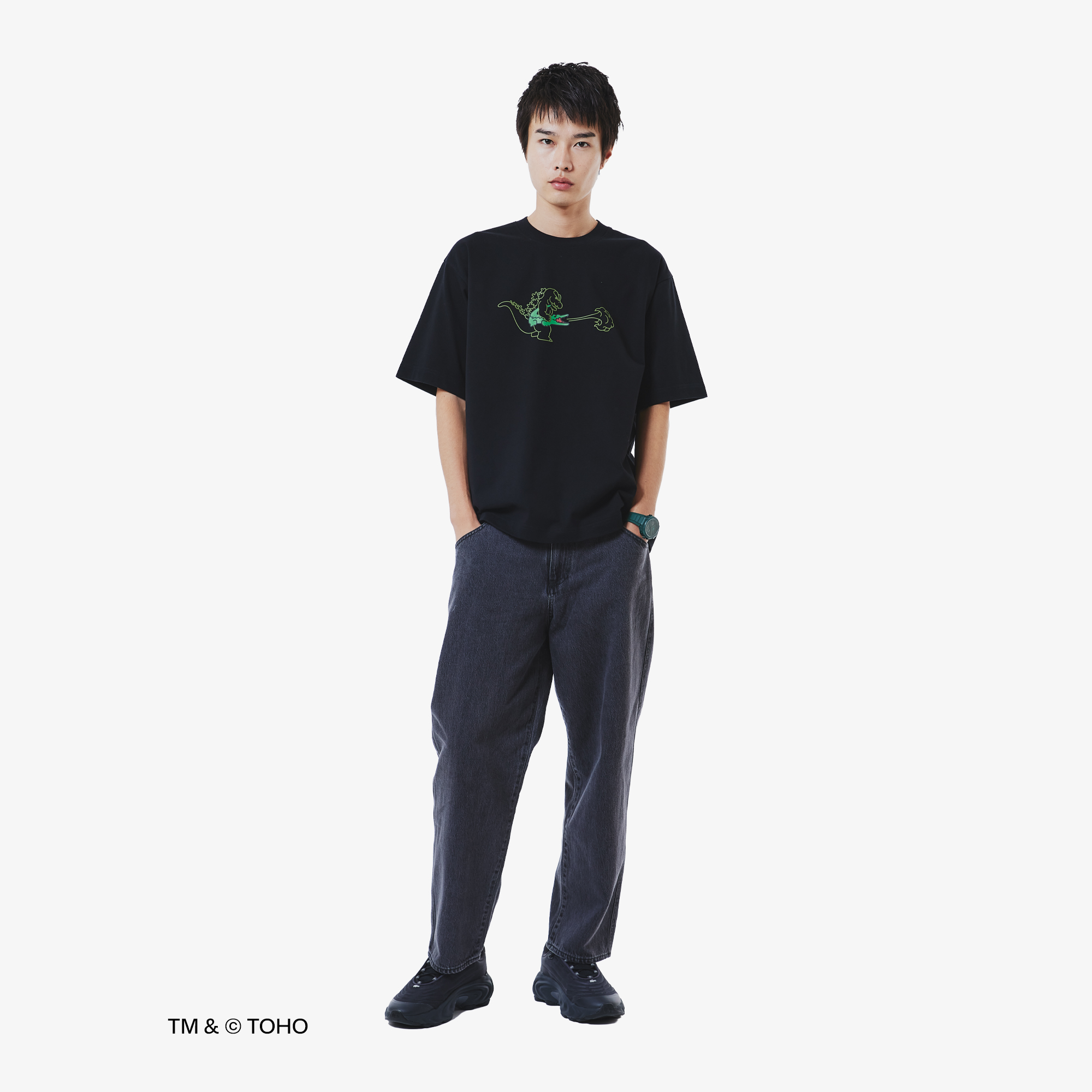 Áo Thun Lacoste x Godzilla Nam Dáng Rộng Chất Liệu Cotton In Hình Godzilla