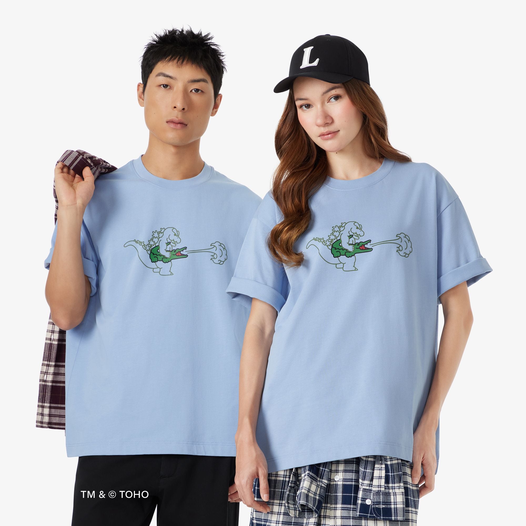 Áo Thun Lacoste x Godzilla Nam Dáng Rộng Chất Liệu Cotton In Hình Godzilla