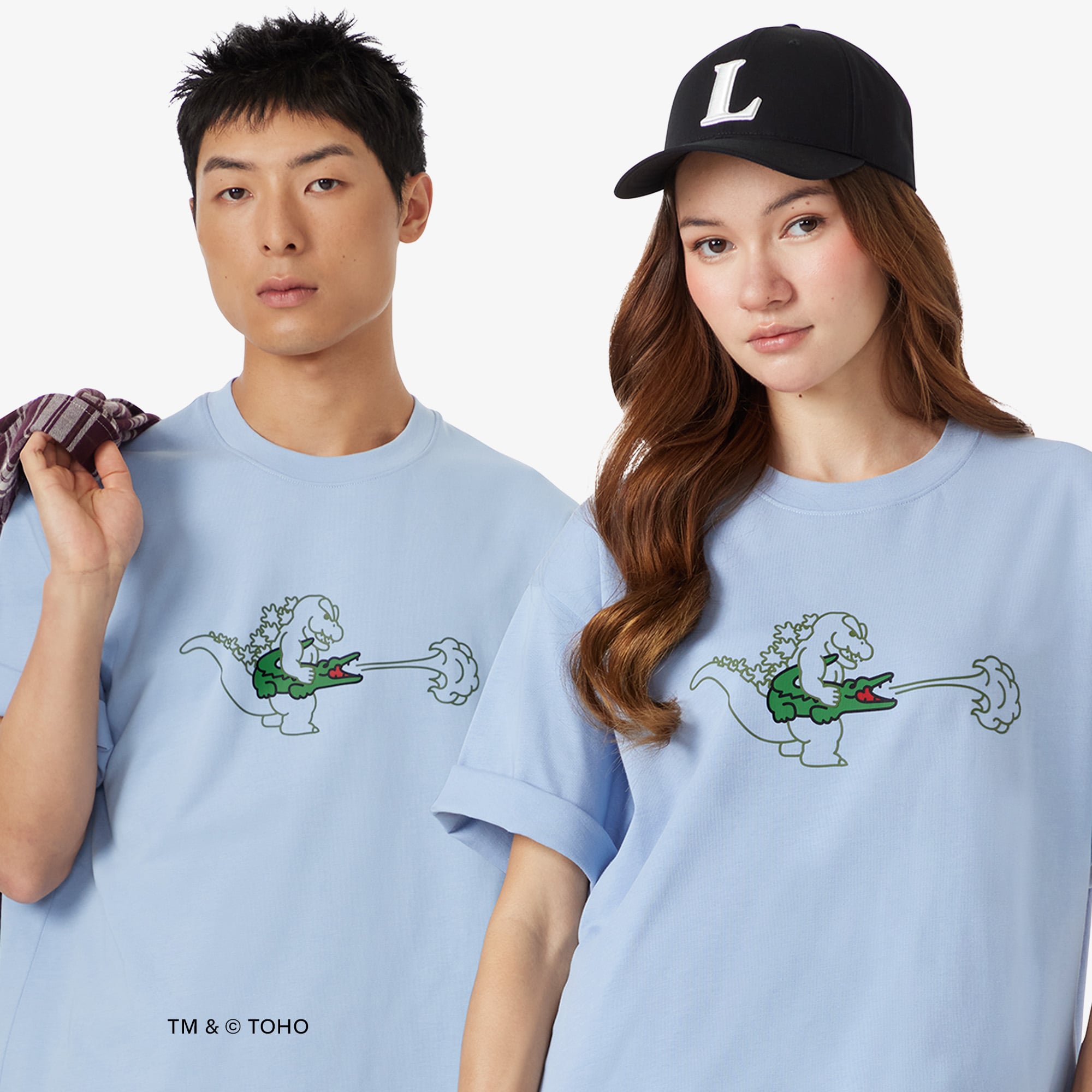 Áo Thun Lacoste x Godzilla Nam Dáng Rộng Chất Liệu Cotton In Hình Godzilla