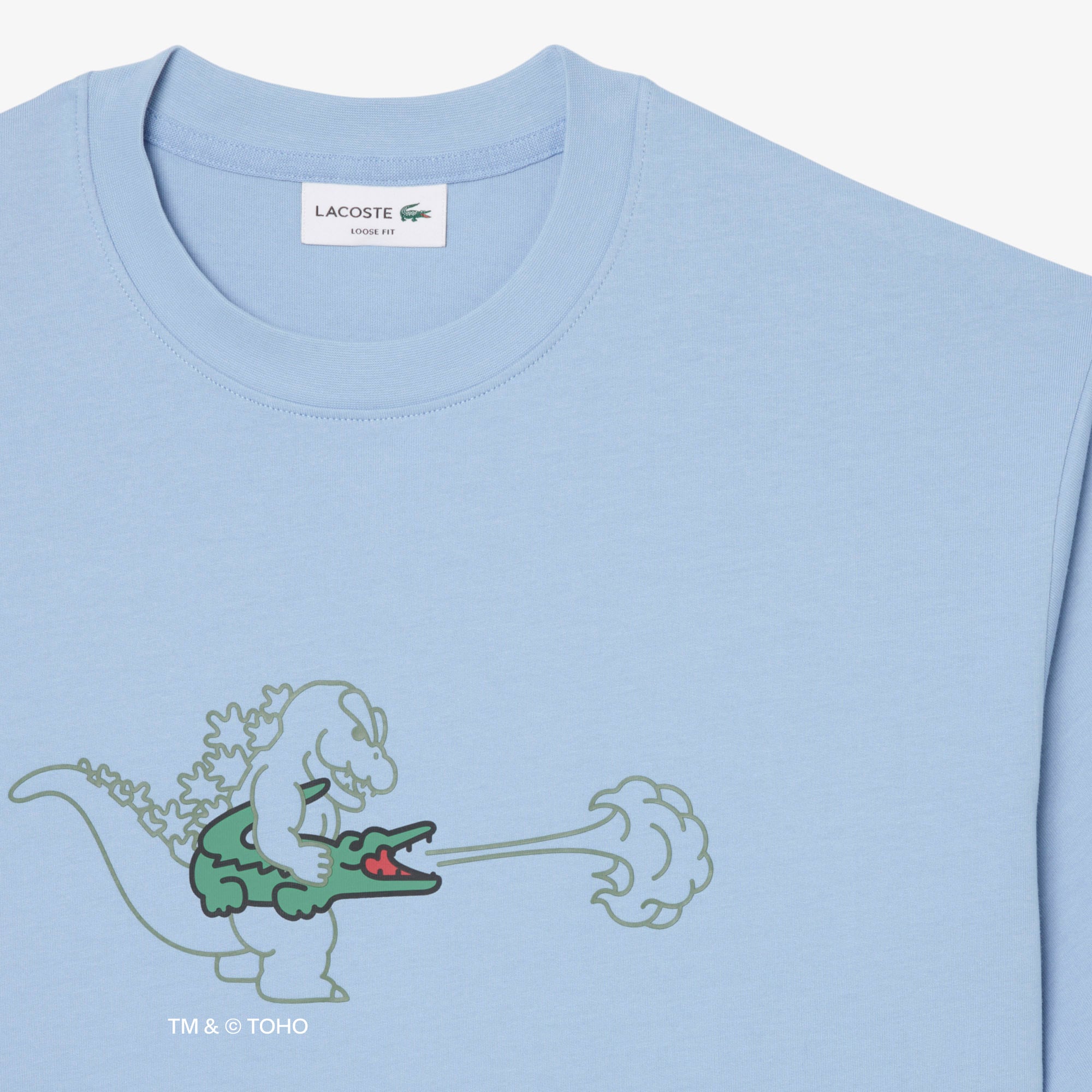 Áo Thun Lacoste x Godzilla Nam Dáng Rộng Chất Liệu Cotton In Hình Godzilla