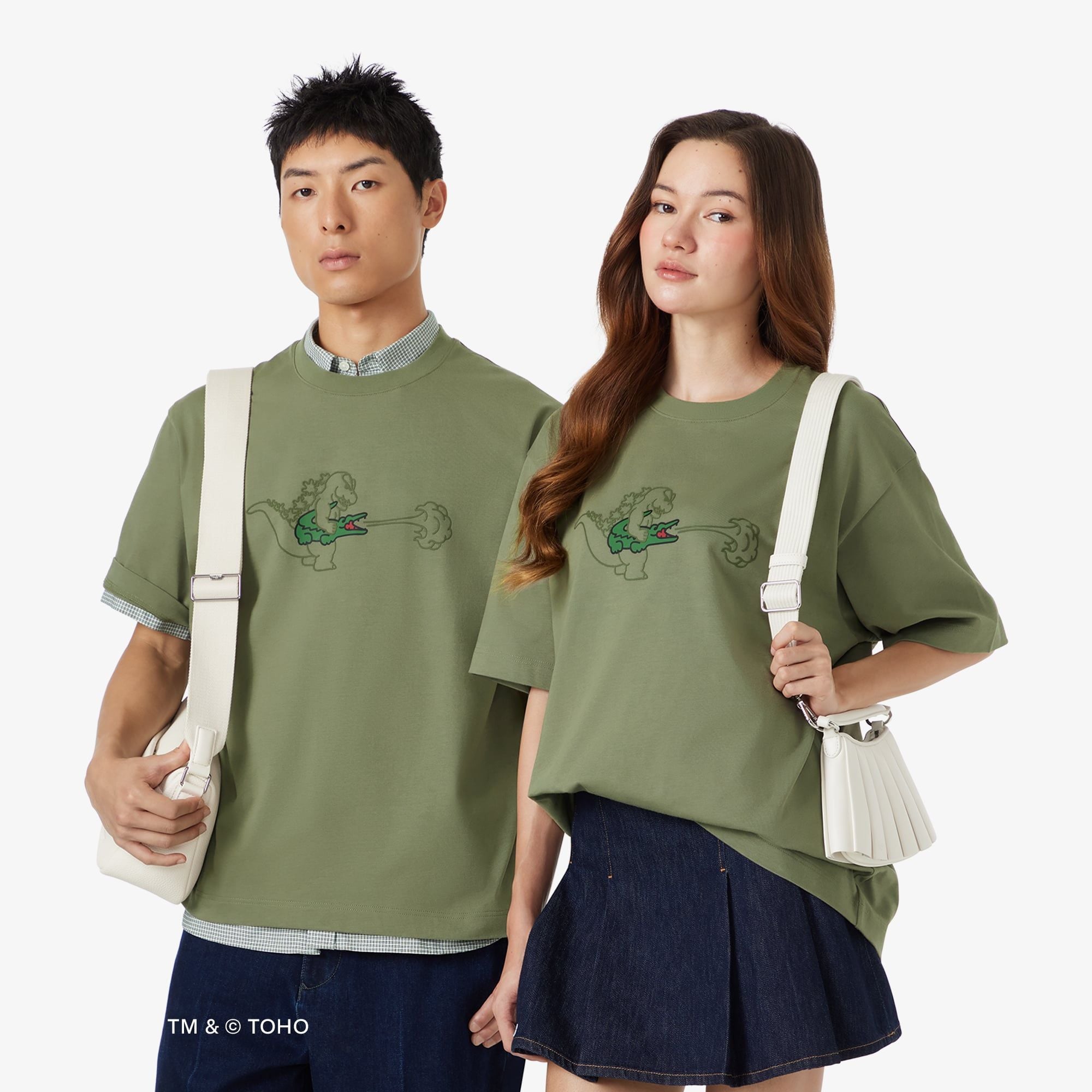 Áo Thun Lacoste x Godzilla Nam Dáng Rộng Chất Liệu Cotton In Hình Godzilla