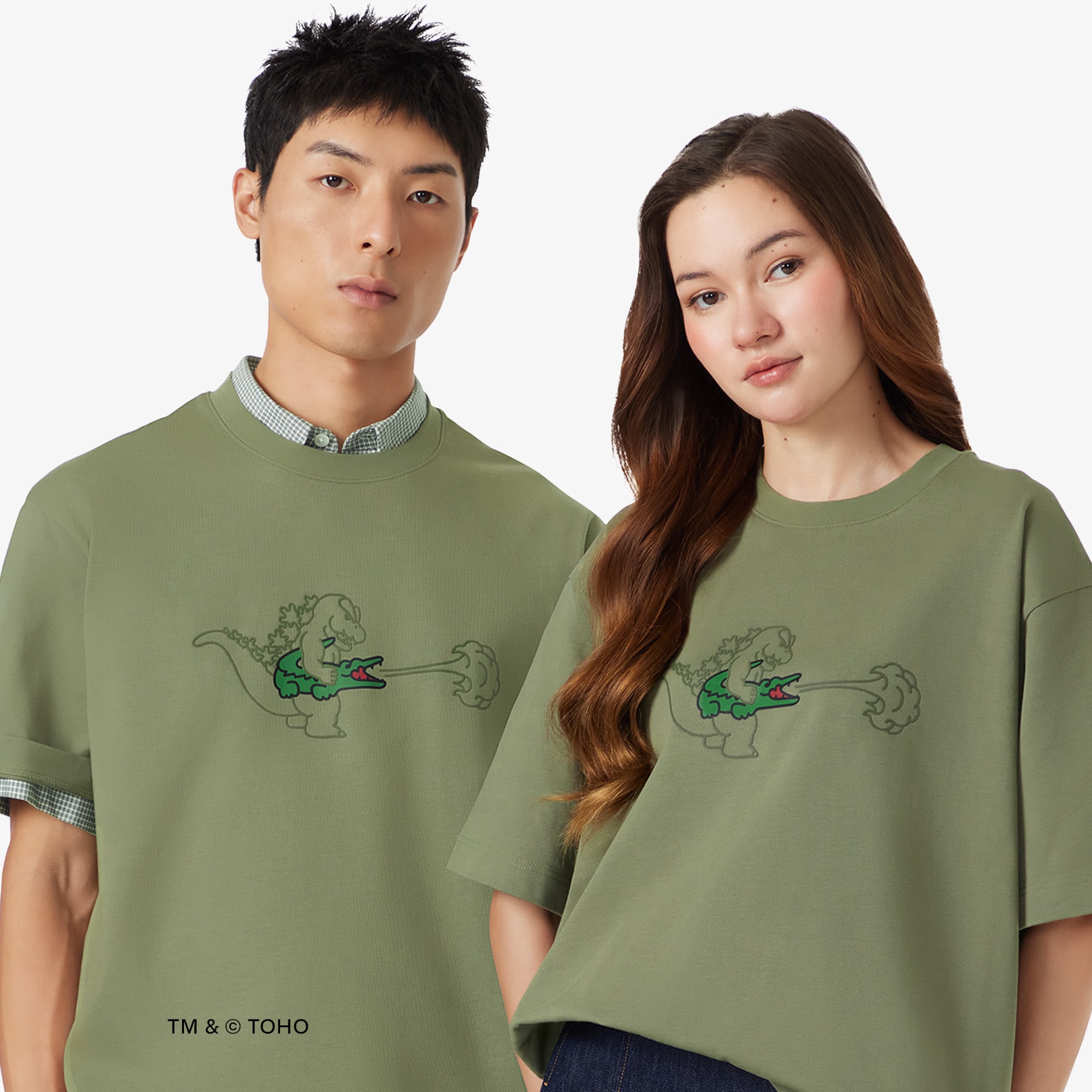 Áo Thun Lacoste x Godzilla Nam Dáng Rộng Chất Liệu Cotton In Hình Godzilla