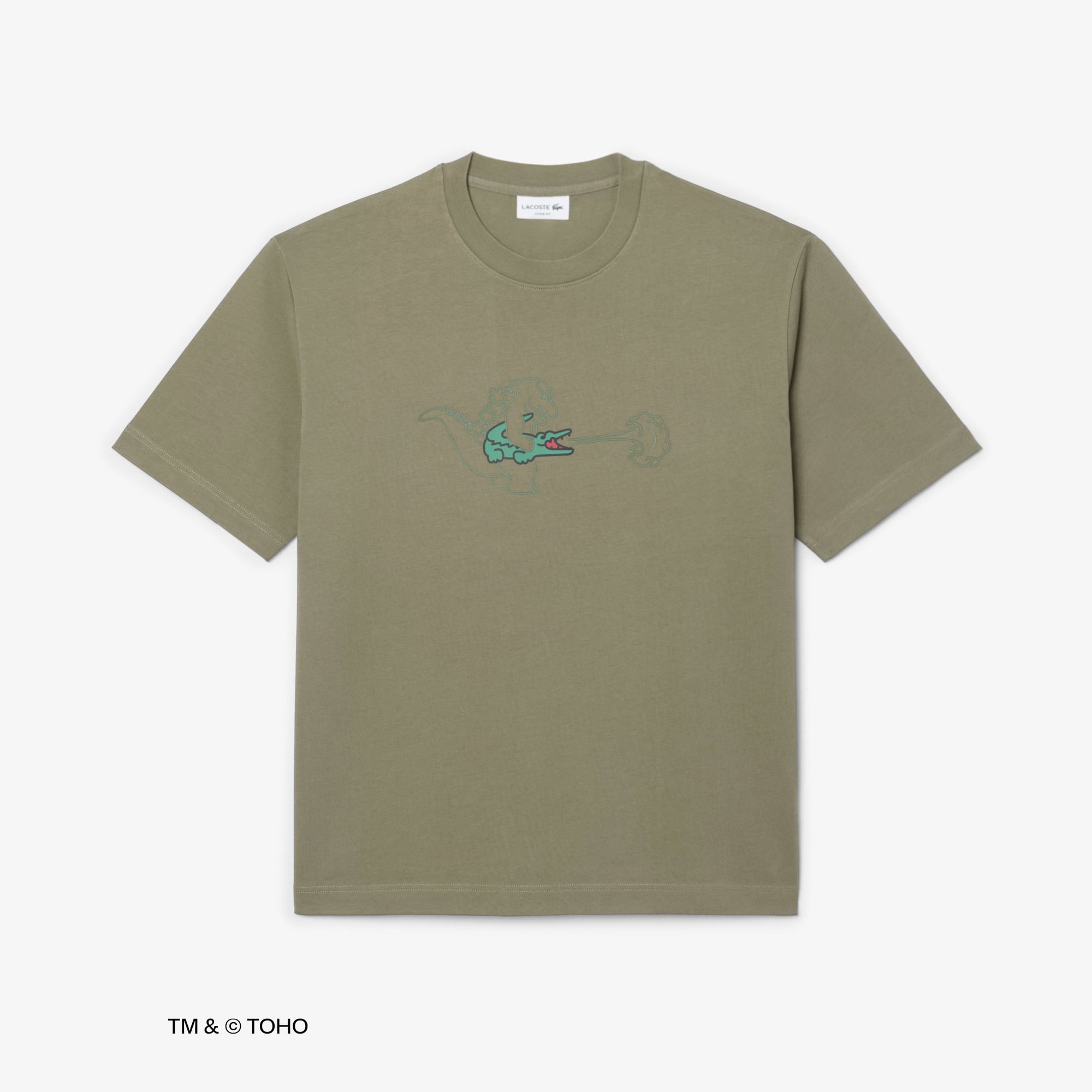 Áo Thun Lacoste x Godzilla Nam Dáng Rộng Chất Liệu Cotton In Hình Godzilla