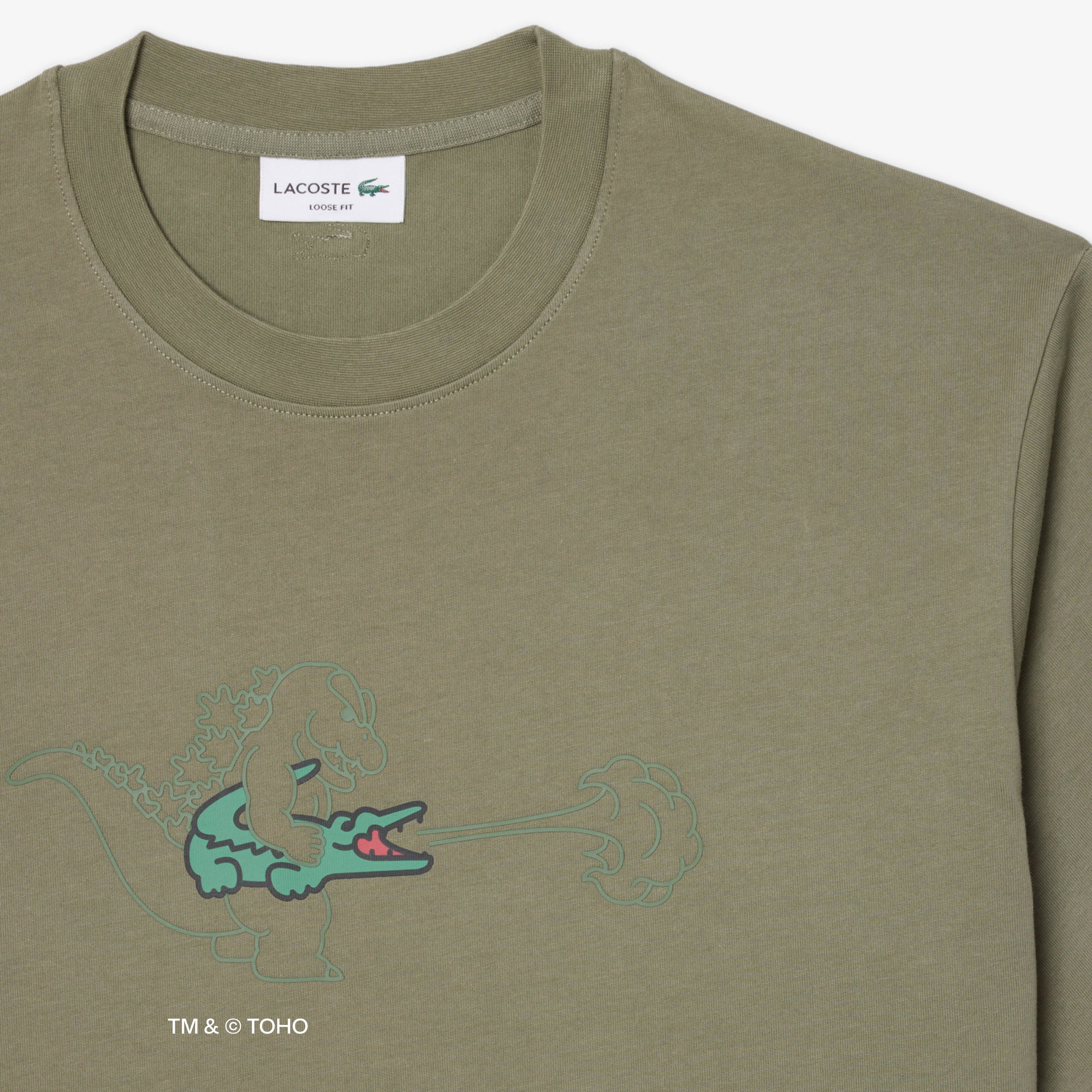 Áo Thun Lacoste x Godzilla Nam Dáng Rộng Chất Liệu Cotton In Hình Godzilla