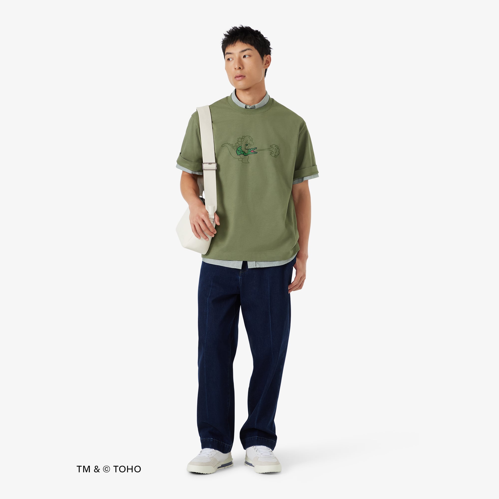 Áo Thun Lacoste x Godzilla Nam Dáng Rộng Chất Liệu Cotton In Hình Godzilla