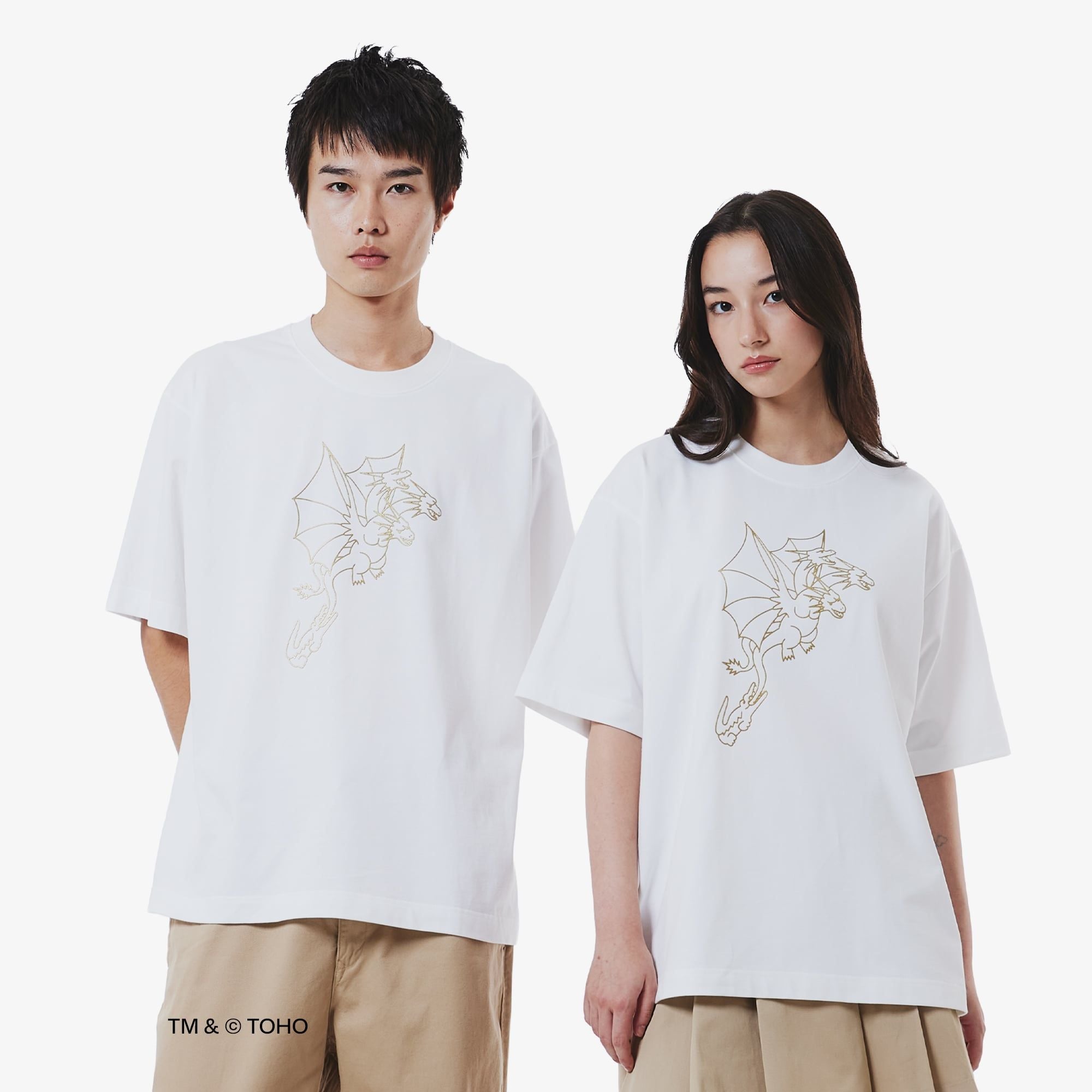 Áo Thun Lacoste x Godzilla Nam Dáng Rộng Chất Liệu Cotton In Hình King Ghidorah