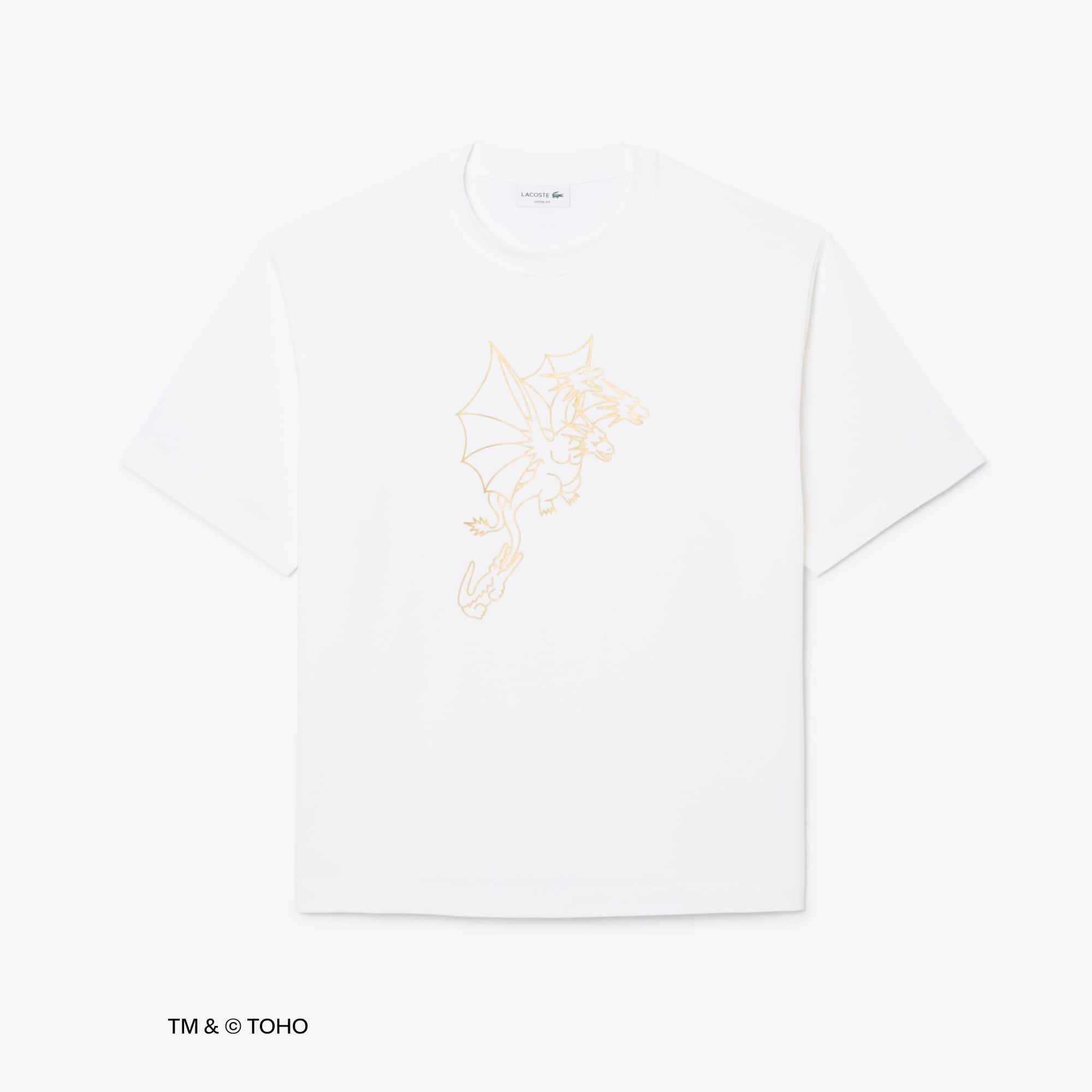 Áo Thun Lacoste x Godzilla Nam Dáng Rộng Chất Liệu Cotton In Hình King Ghidorah