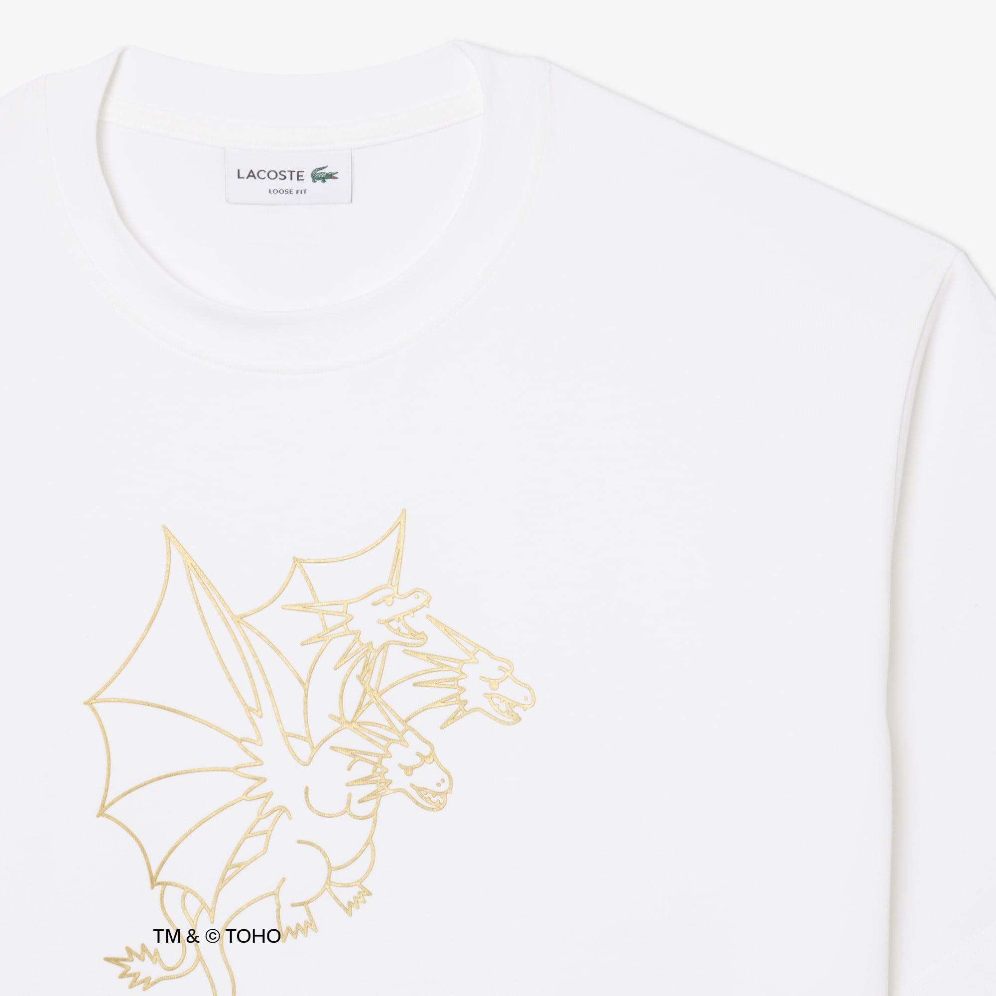 Áo Thun Lacoste x Godzilla Nam Dáng Rộng Chất Liệu Cotton In Hình King Ghidorah
