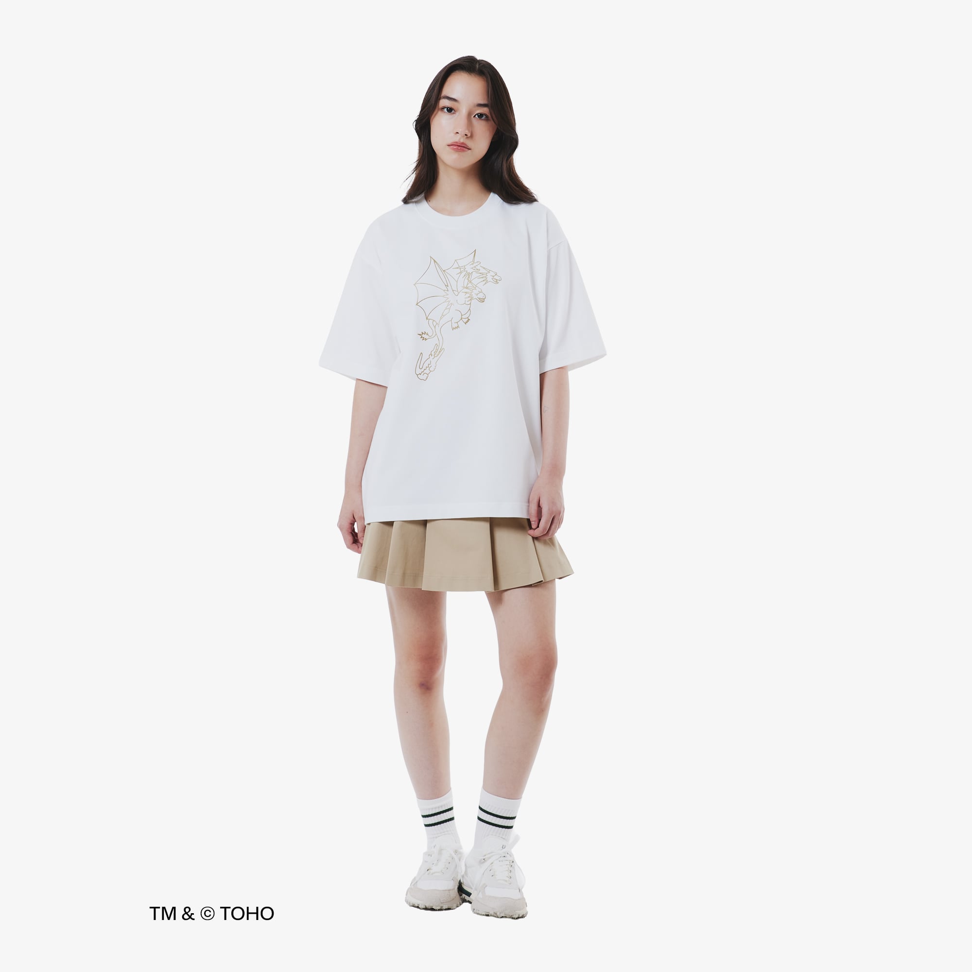 Áo Thun Lacoste x Godzilla Nam Dáng Rộng Chất Liệu Cotton In Hình King Ghidorah