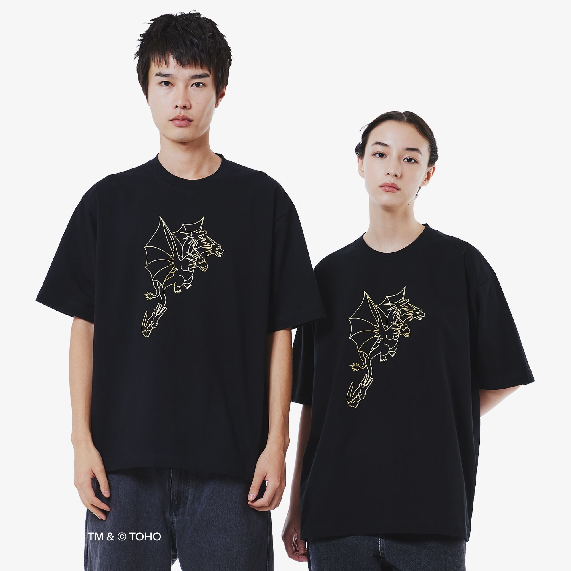 Áo Thun Lacoste x Godzilla Nam Dáng Rộng Chất Liệu Cotton In Hình King Ghidorah
