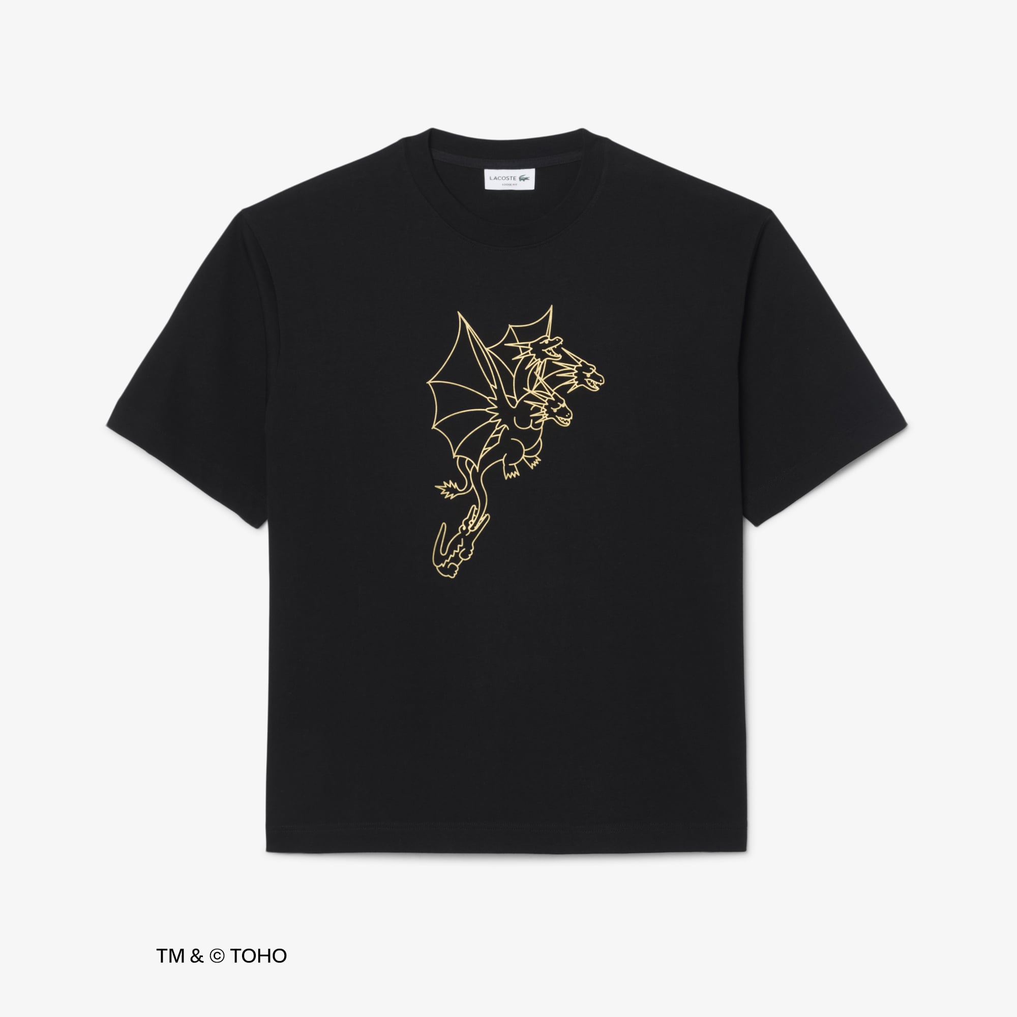 Áo Thun Lacoste x Godzilla Nam Dáng Rộng Chất Liệu Cotton In Hình King Ghidorah