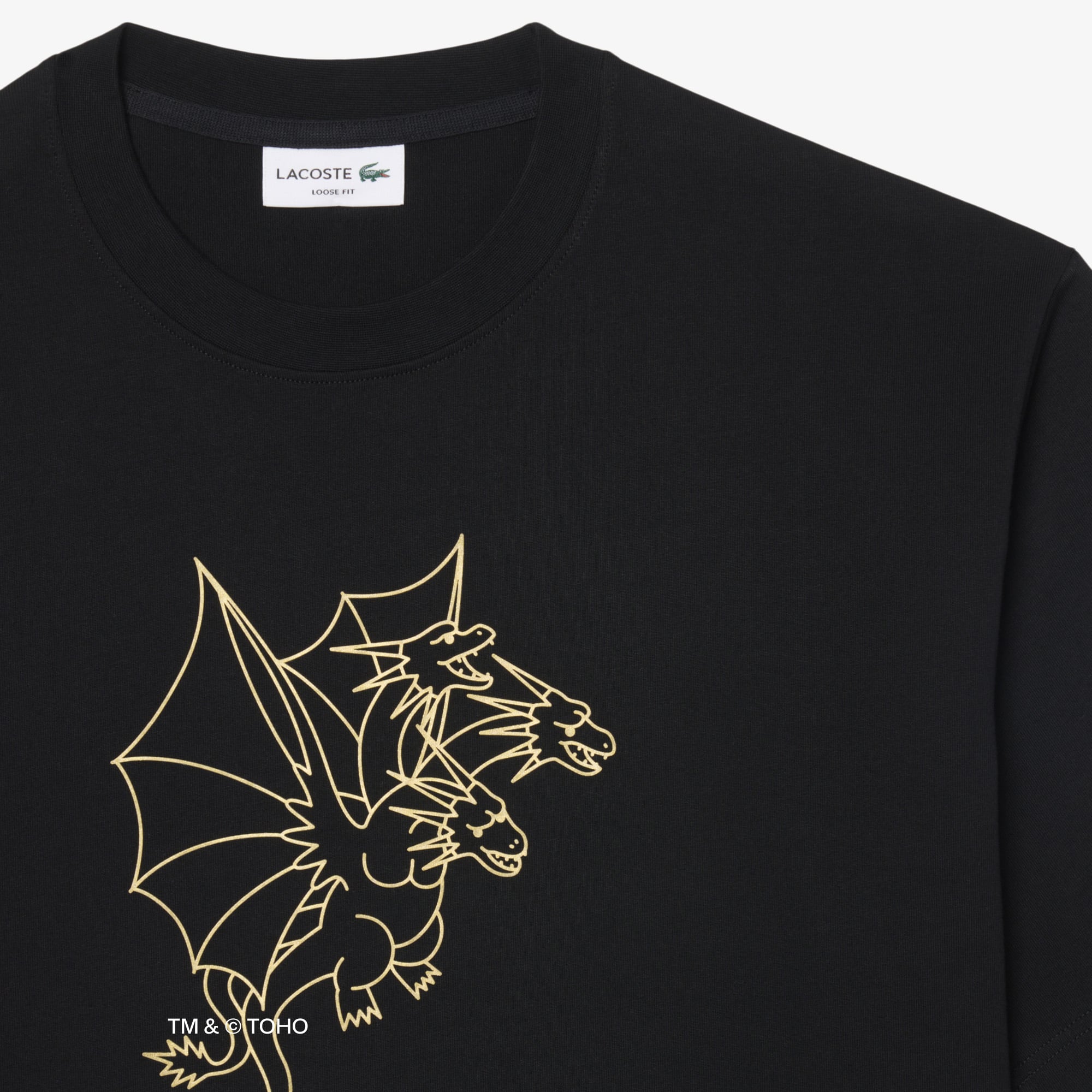 Áo Thun Lacoste x Godzilla Nam Dáng Rộng Chất Liệu Cotton In Hình King Ghidorah