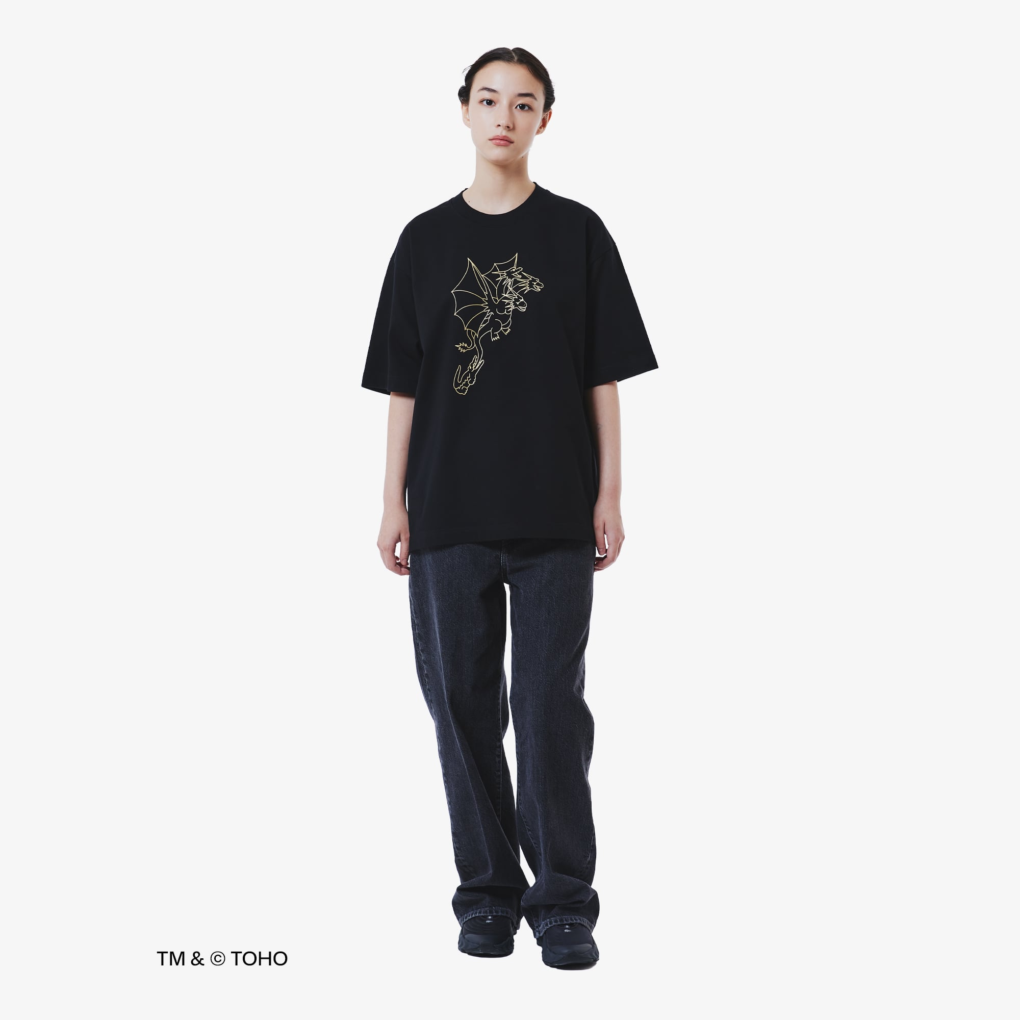 Áo Thun Lacoste x Godzilla Nam Dáng Rộng Chất Liệu Cotton In Hình King Ghidorah
